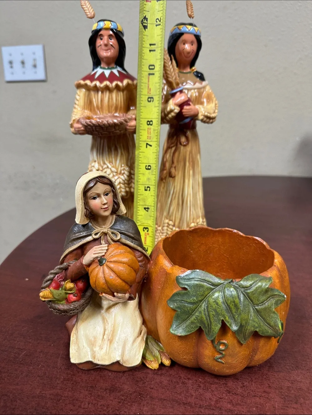 Harvest Pumpkin Bowl and Figurine Set - Autumn Orange